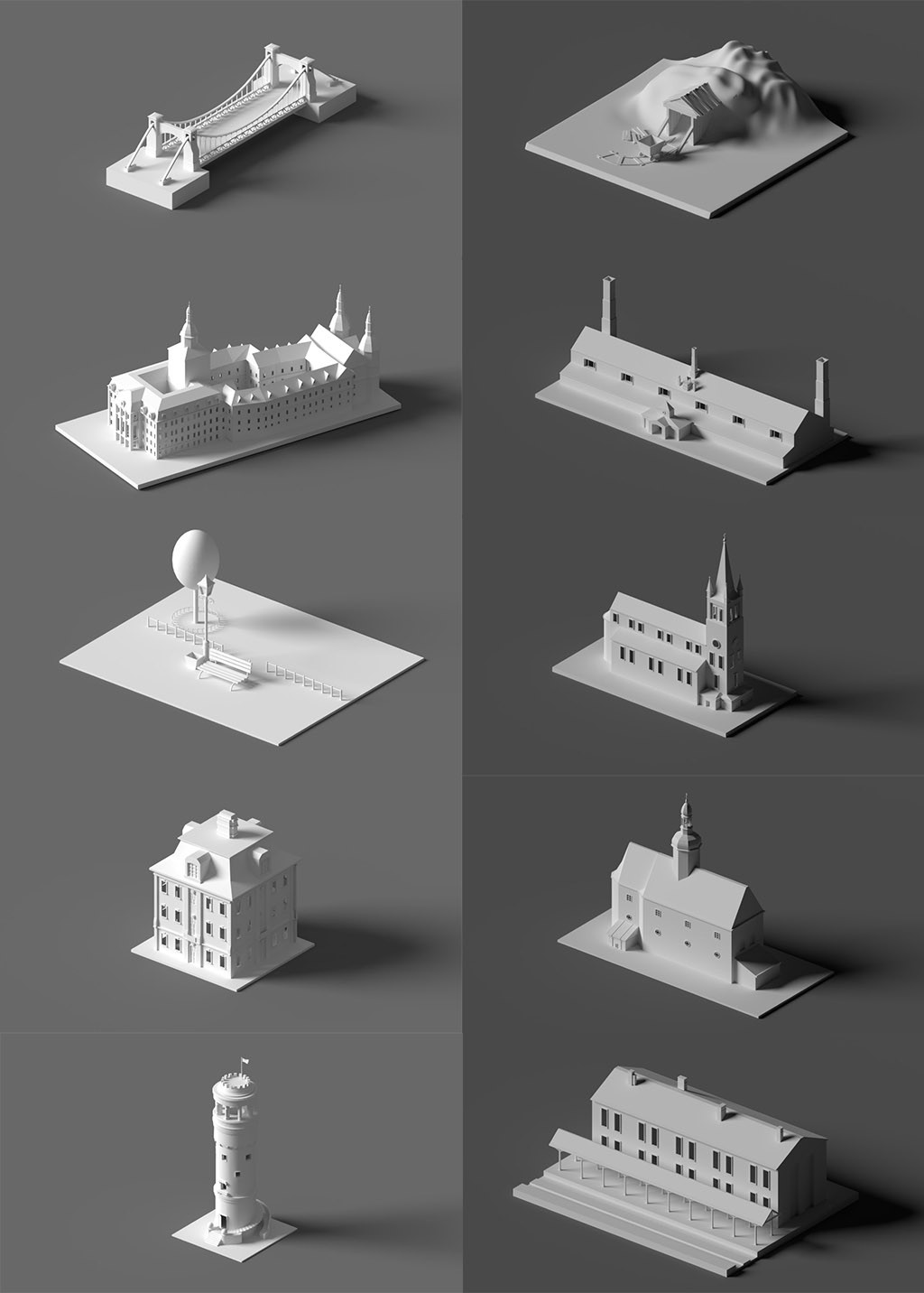 Low poly buildings collection preview image 1